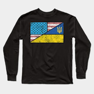 Ukraine USA flag design distressed vintage style Long Sleeve T-Shirt